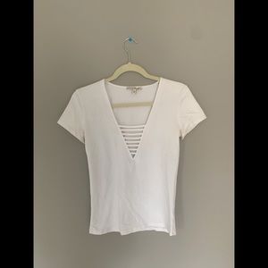 form-fitting short-sleeved top